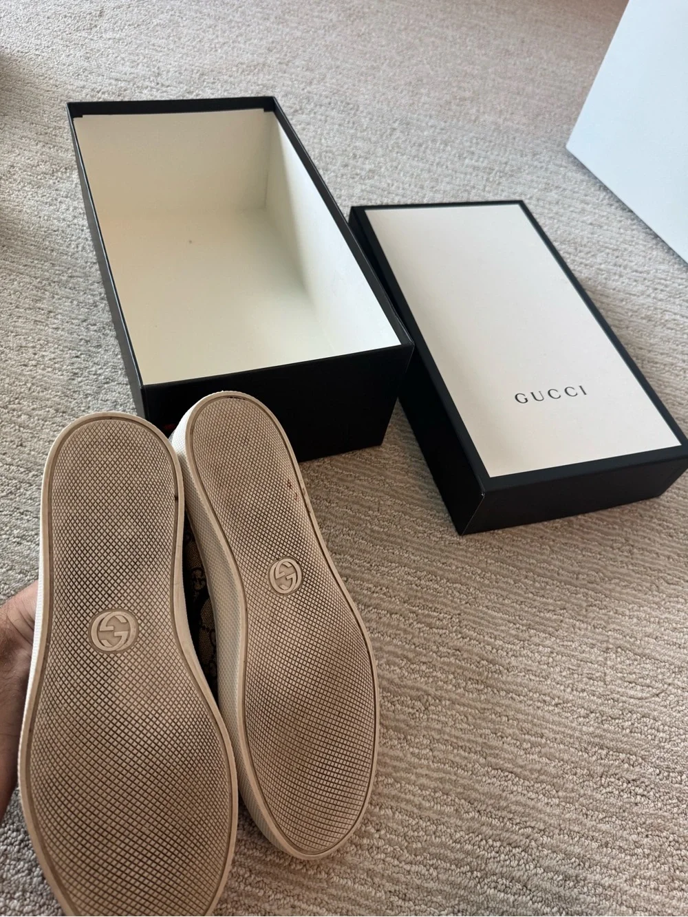 Gucci Brown GG Supreme Slip-On Sneakers with Multicolor Tiger Motif